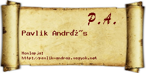 Pavlik András névjegykártya